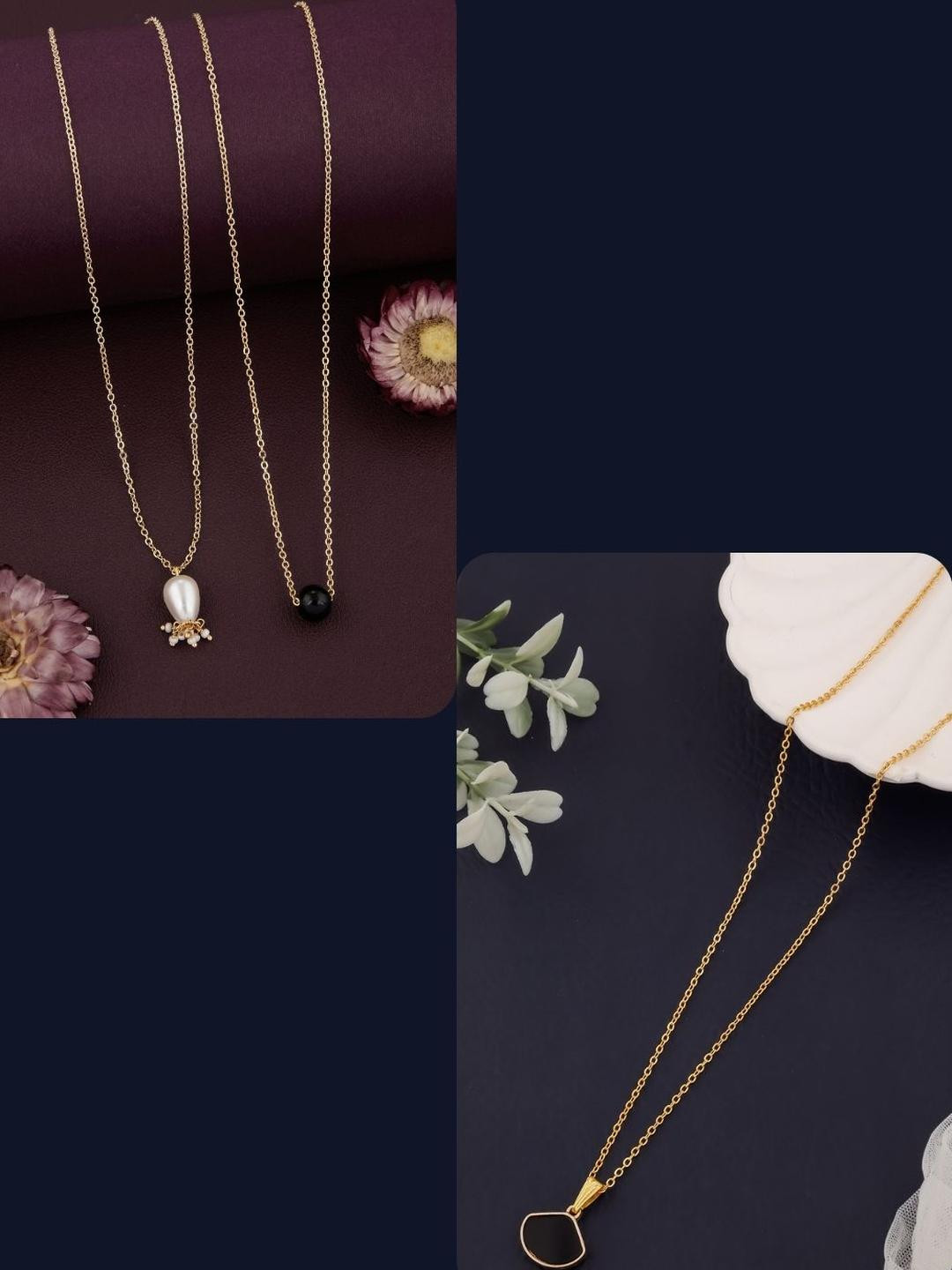 DressBerry Set of 3 Gold-Plated Pendant wirh Chain