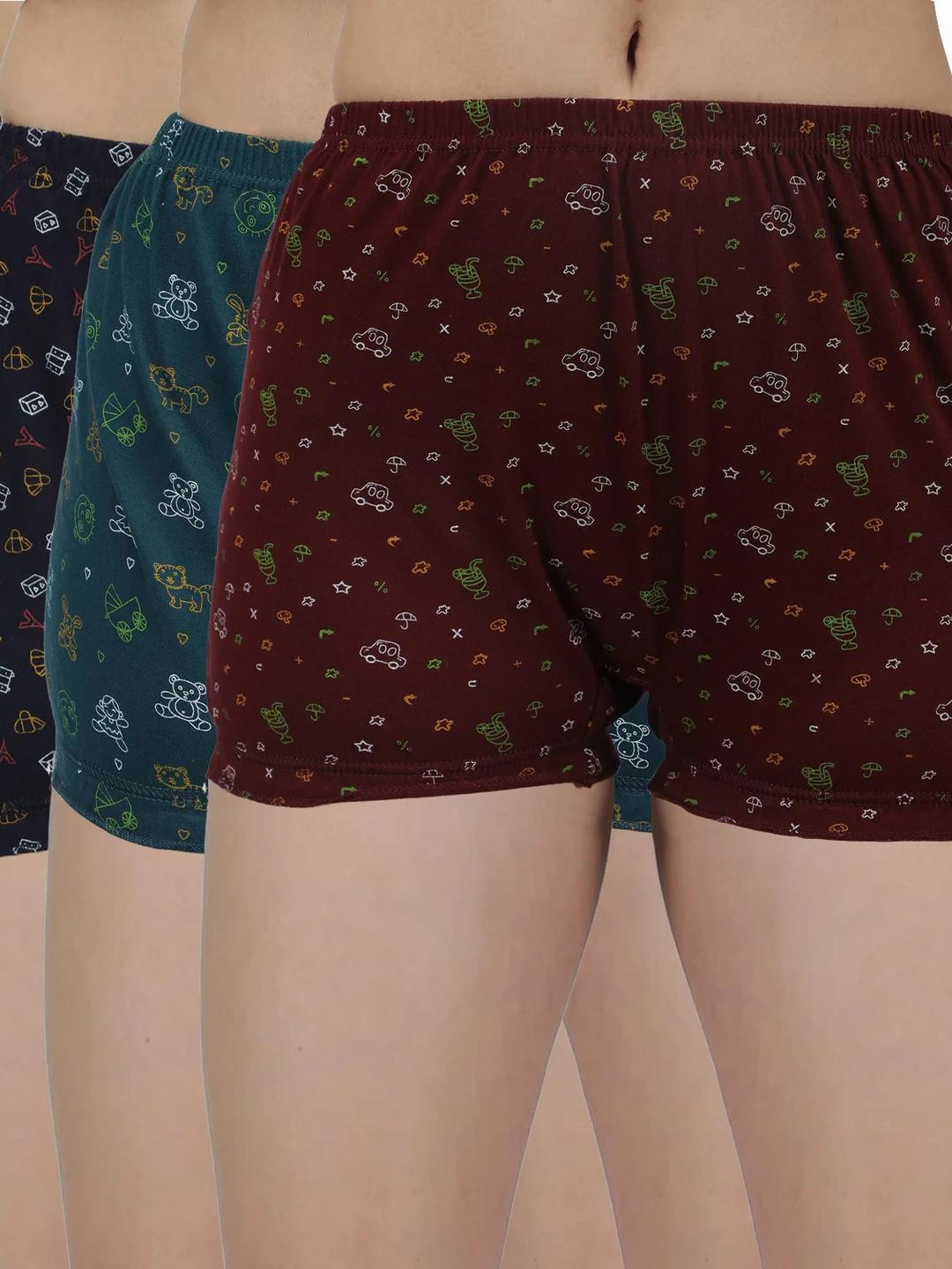 Amul Comfy Women's Cotton Printed Inner Elastic Regular Bloomers Pack of 5