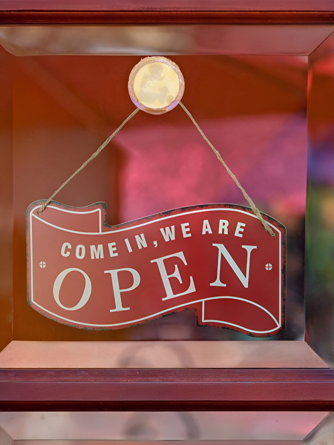 eazy wagon Open And Close Red &Blue Metal Glossy Hanging Hall Signs and Plaques-5.9In