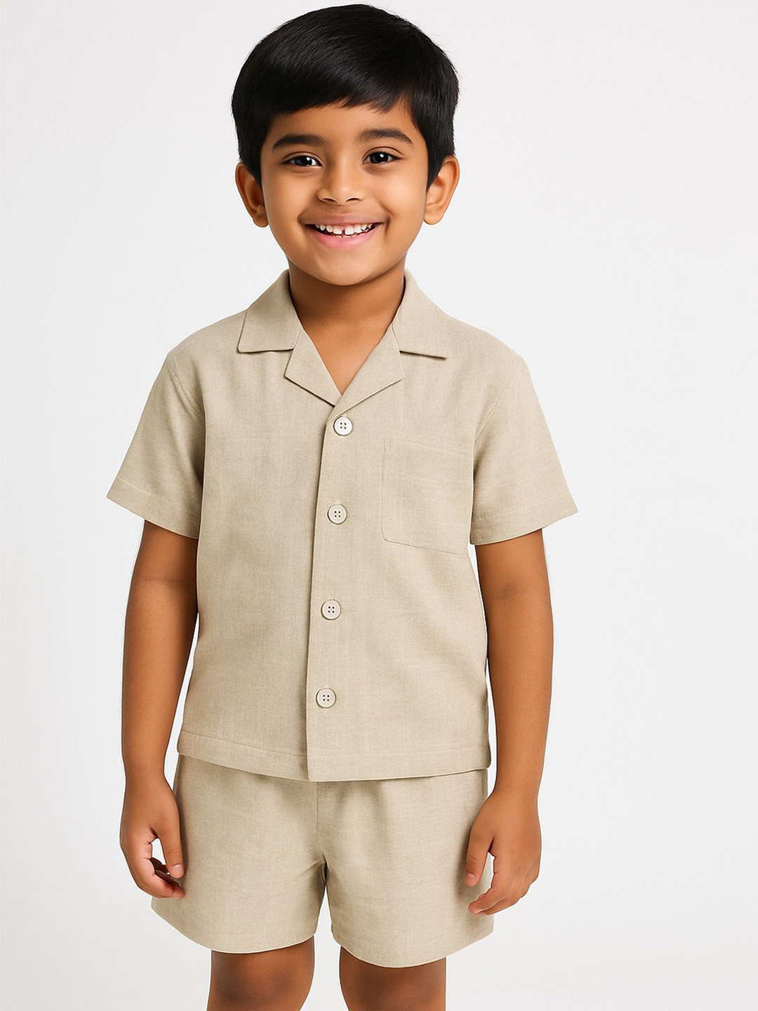 Pum Pum Short Boys Sleeves Pure Cotton Shirt With Shorts
