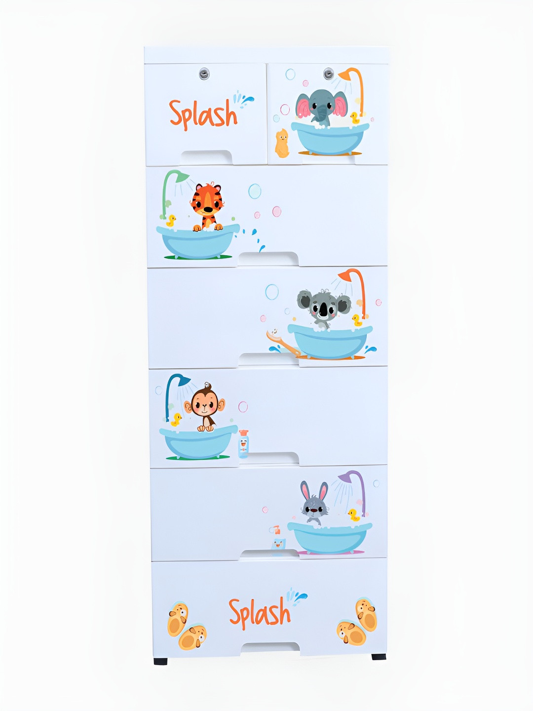 The Tickle Toe Kids White Printed Durable & Eco-Friendly 7-Drawer Storage Chest