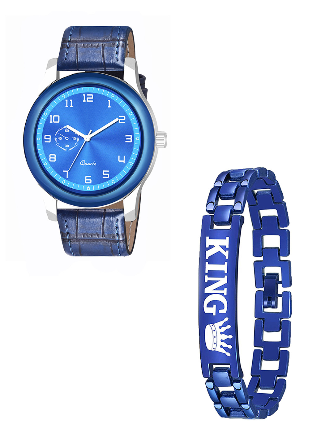CSAMON Men Pack Of 2 Solid Analogue Watch & Bracelet  B9050 C1001BLU NEW CD K Bracelet