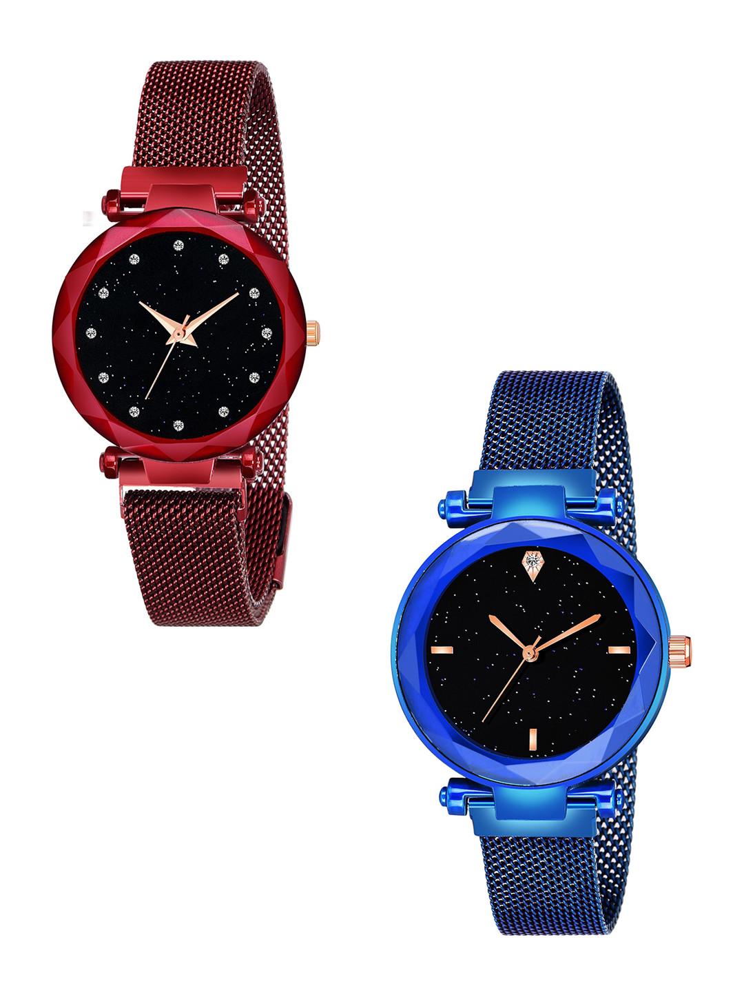 Gopal Shopcart Set Of 2 Women Embellished Analogue Watches GR_379_Red_12_Blue_4_Figar