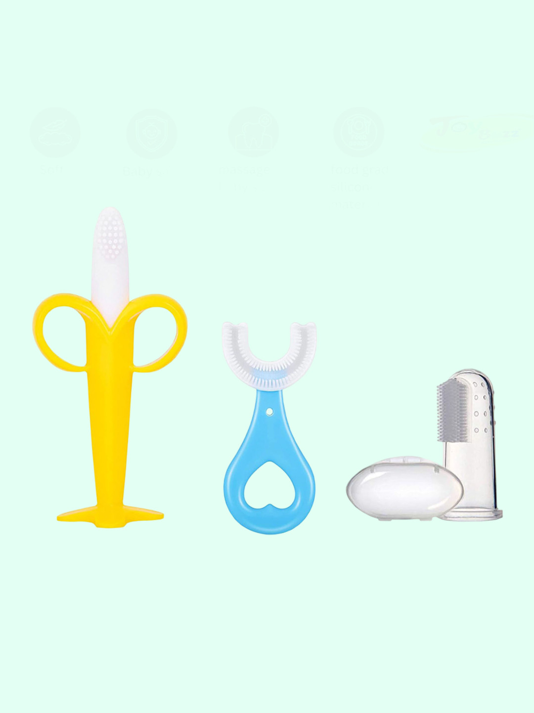 Joy Buzz Set Of 3 BPA Free Soft Toothbrushes