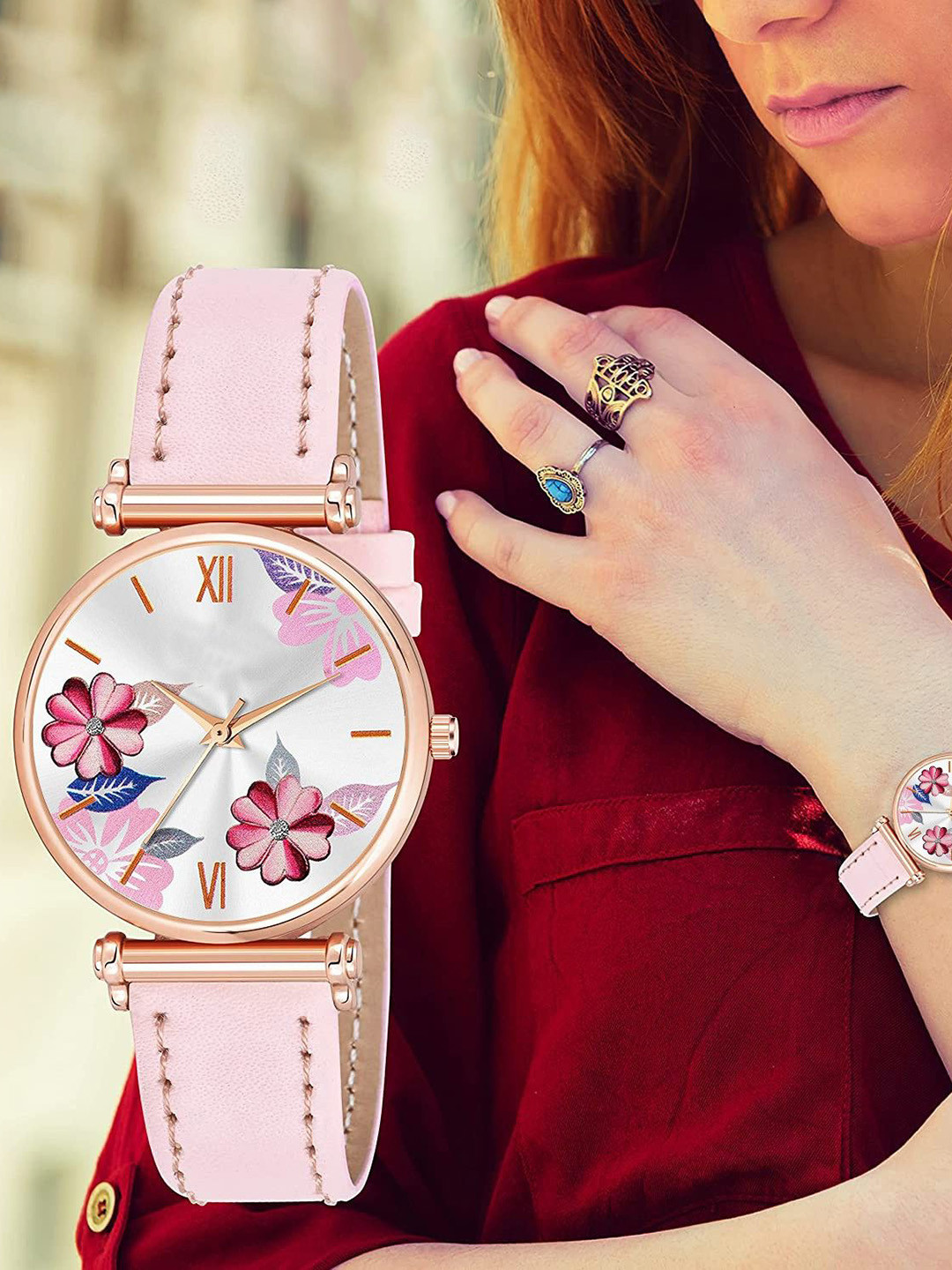 Gopal Shopcart Women Leather Straps Analogue Watch C34 RG Fosil PINK Leather_F