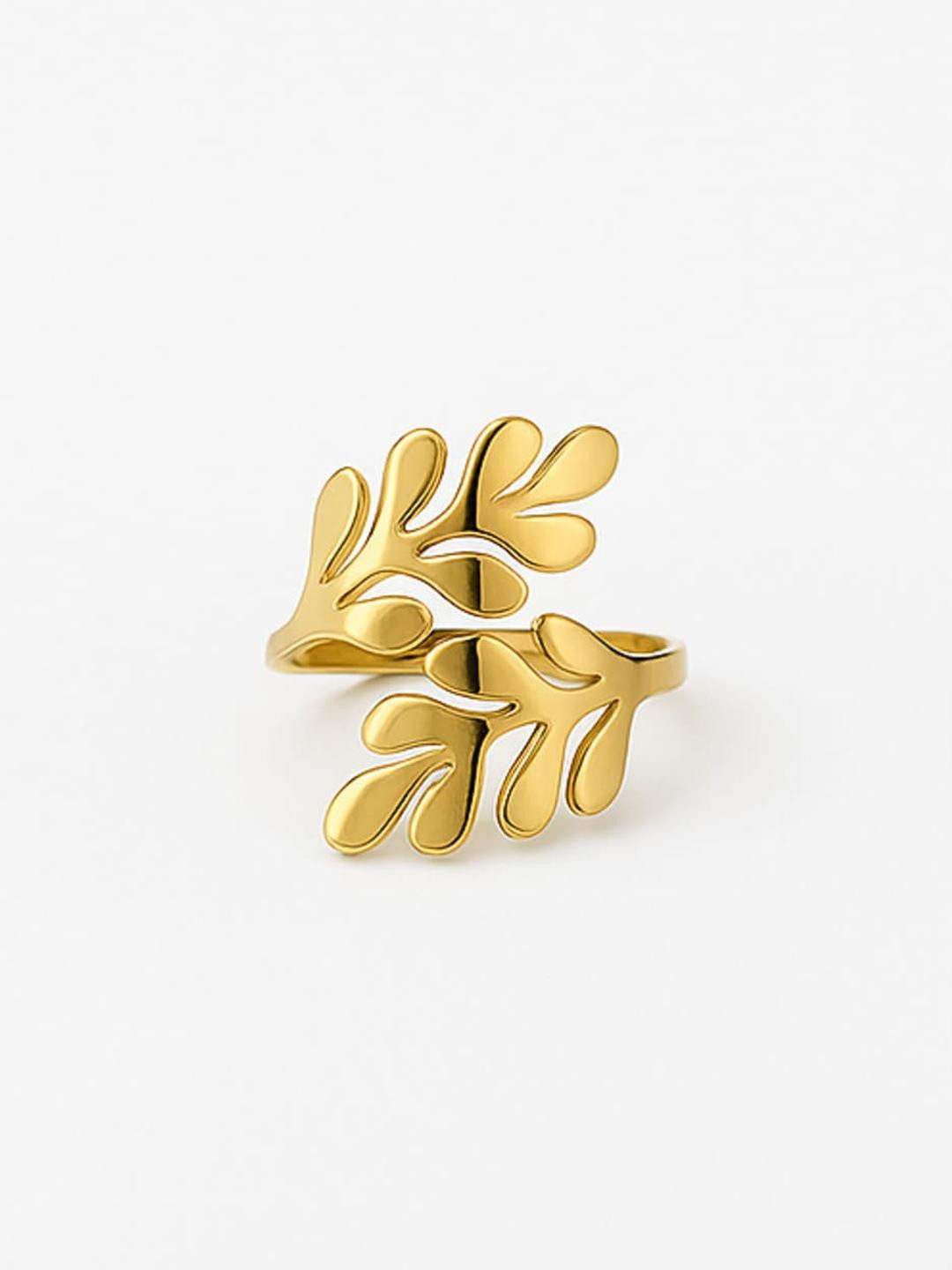 ISHTAARA Korean Gold Stainless Steel Gold plated Adjustable Finger Ring