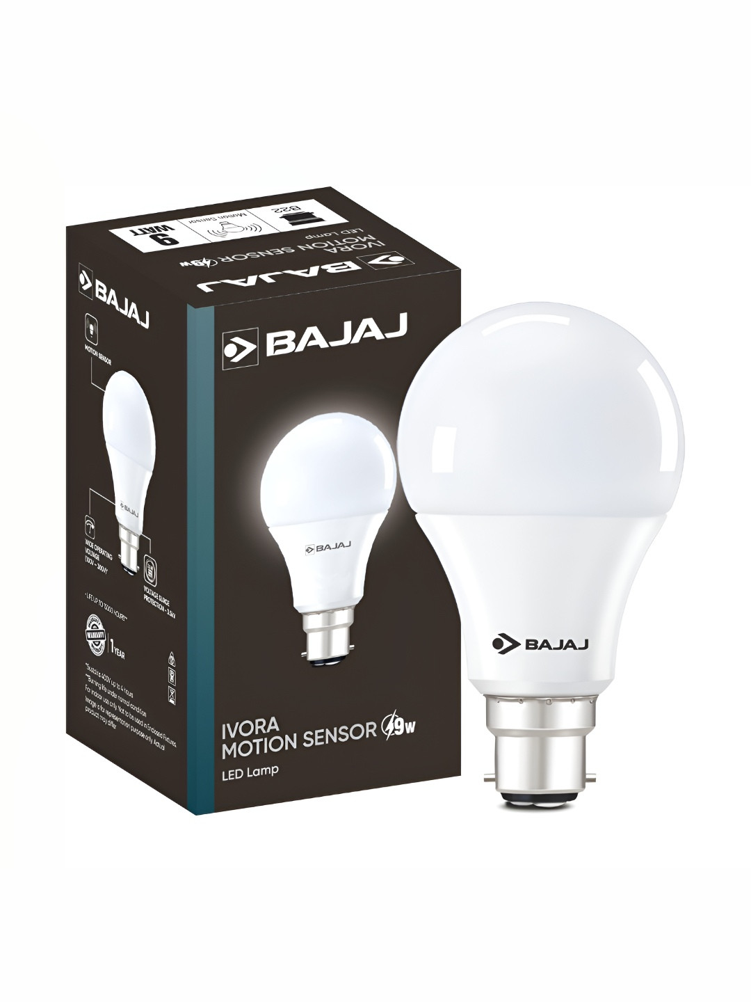 Bajaj Ivora White Motion Sensor CDL B22 5 Star Rated Energy Efficient LED Lamp-9W