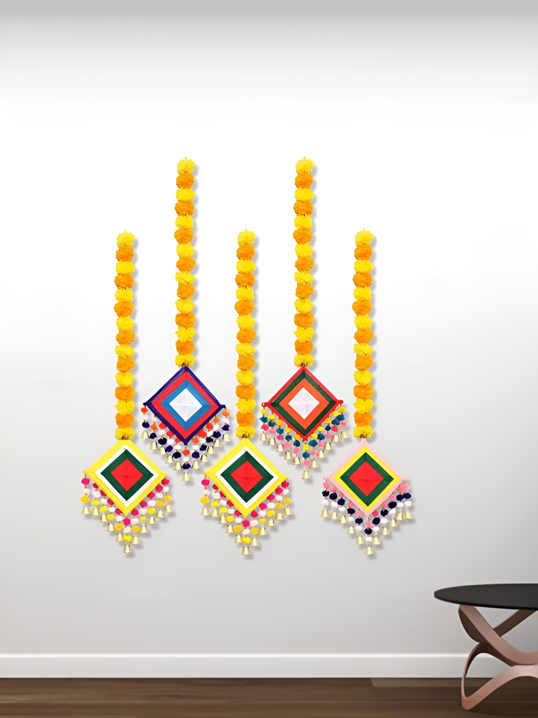 Sellplus 5 Pcs Yellow & Orange Kite With Genda Hanging