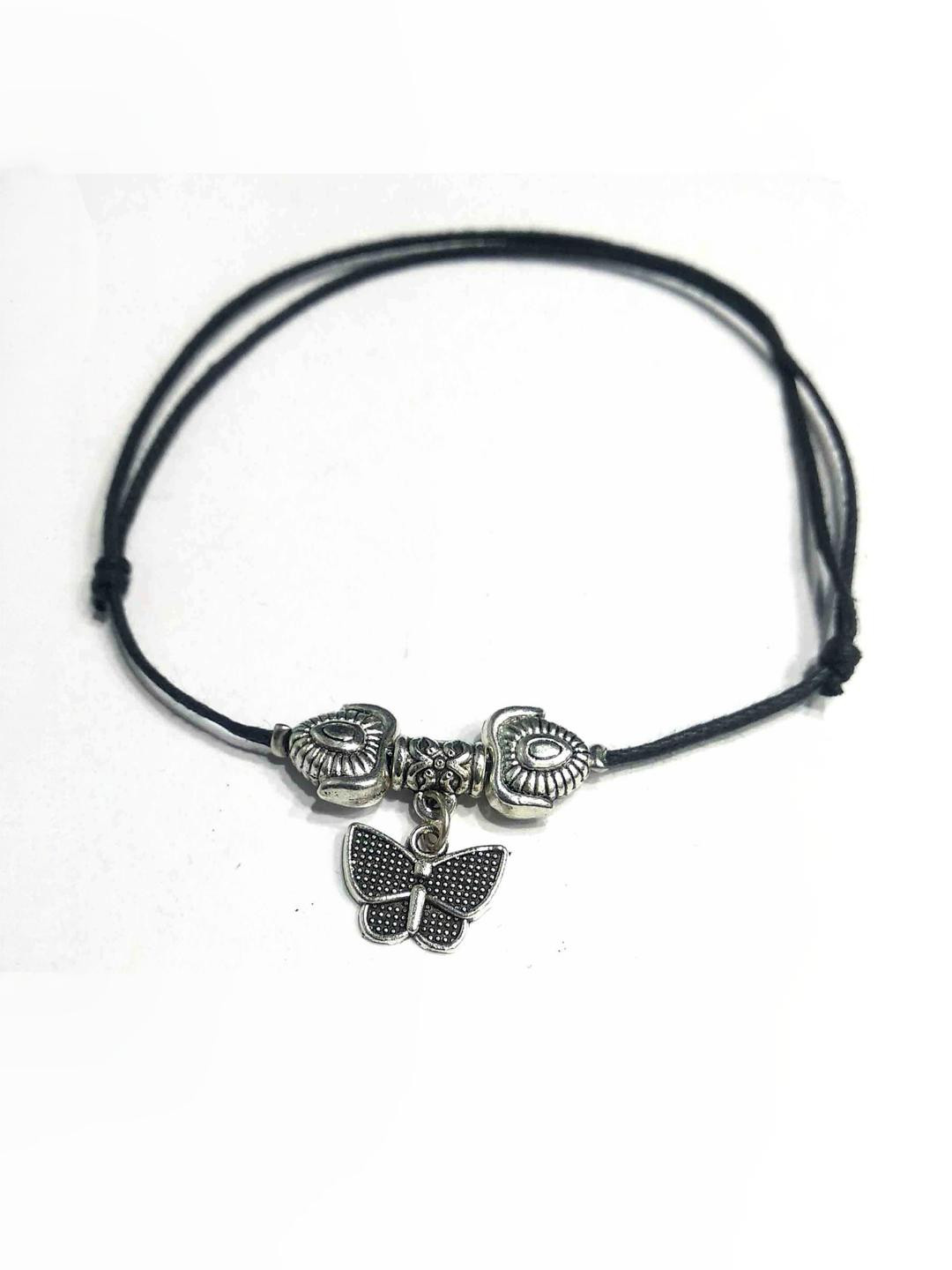 gurjari jewellers Single Leg Thread Knot Dori Butterfly Charm Anklet