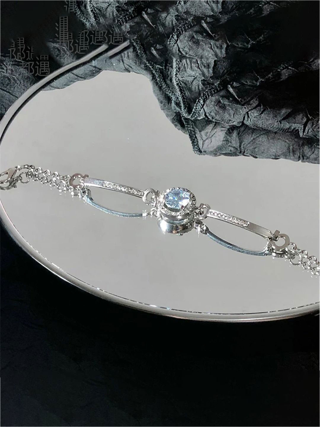 GOLDIWALA Women Crystals Mirror Silver-Plated Wraparound Bracelet