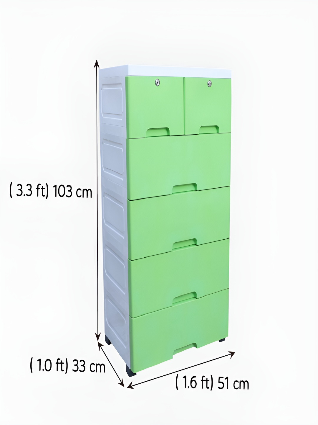The Tickle Toe Kids Green & White Durable & Eco-Friendly 6-Drawer Storage Chest