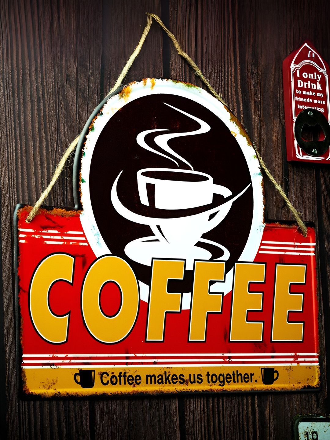 eazy wagon Coffee Makes Us Together Metal Rusty Hanging Hall Signs and Plaques-11In