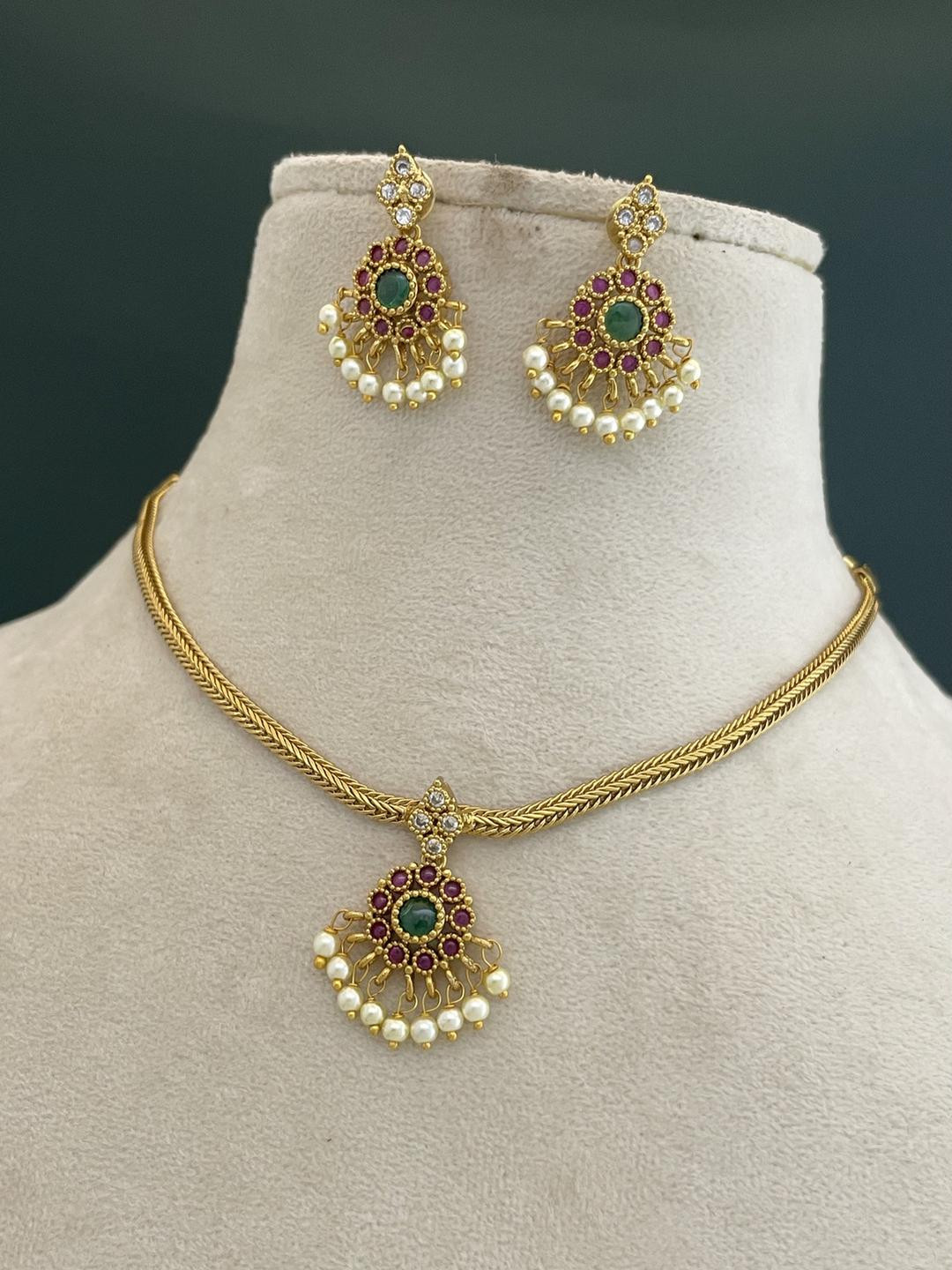 FIRST TOUCH Gold Plated Necklace and Earring Set