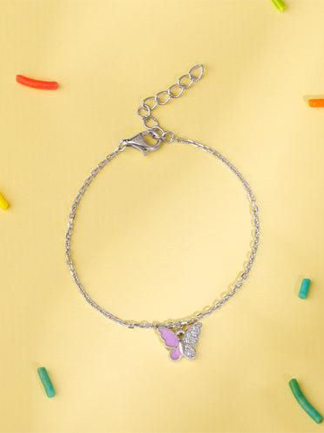 GIVA Girls Silver Butterfly Bracelet