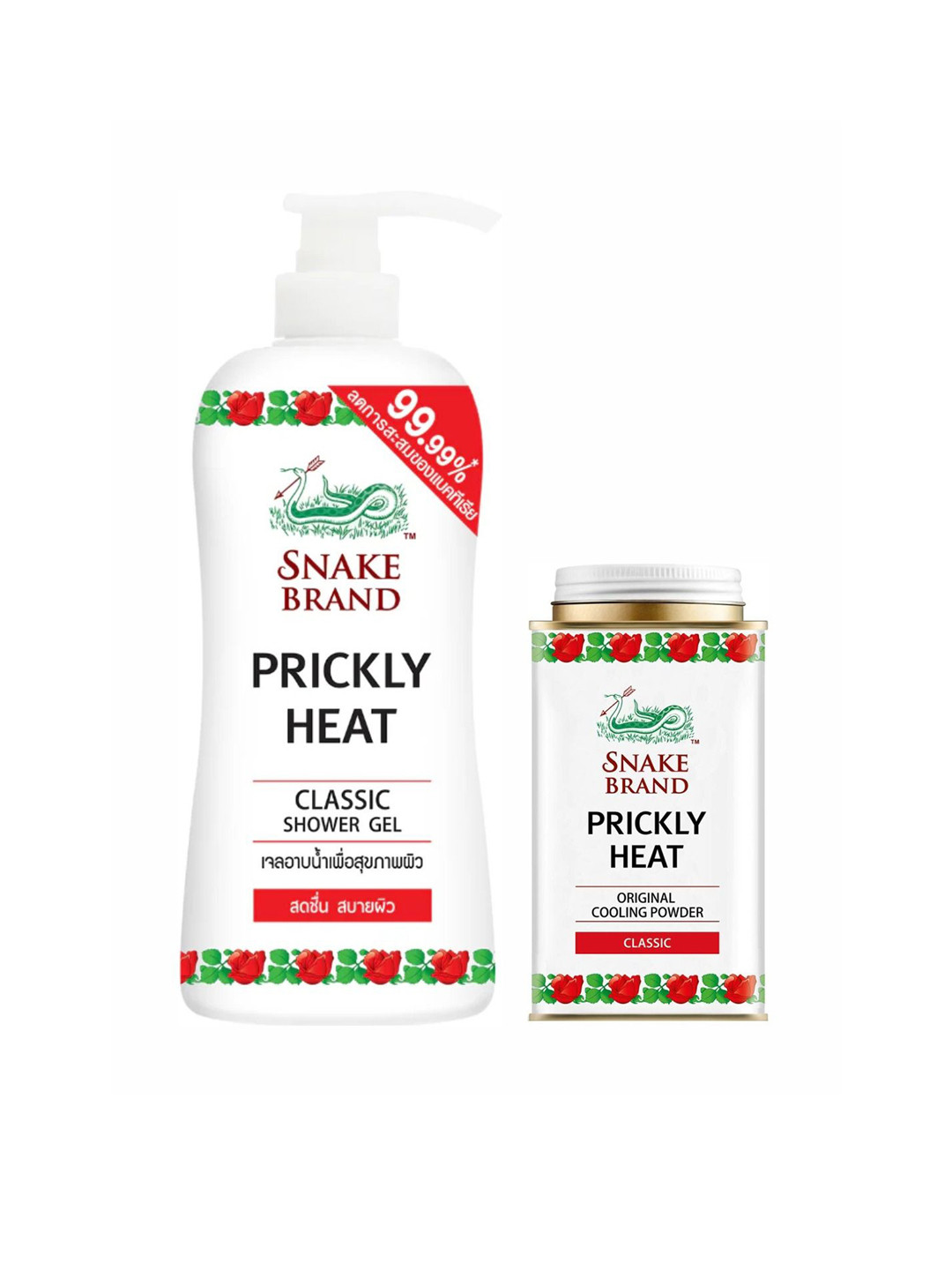 SNAKE BRAND Heat Classic Talcum Powder-140 g With Shower Gel-450 ml