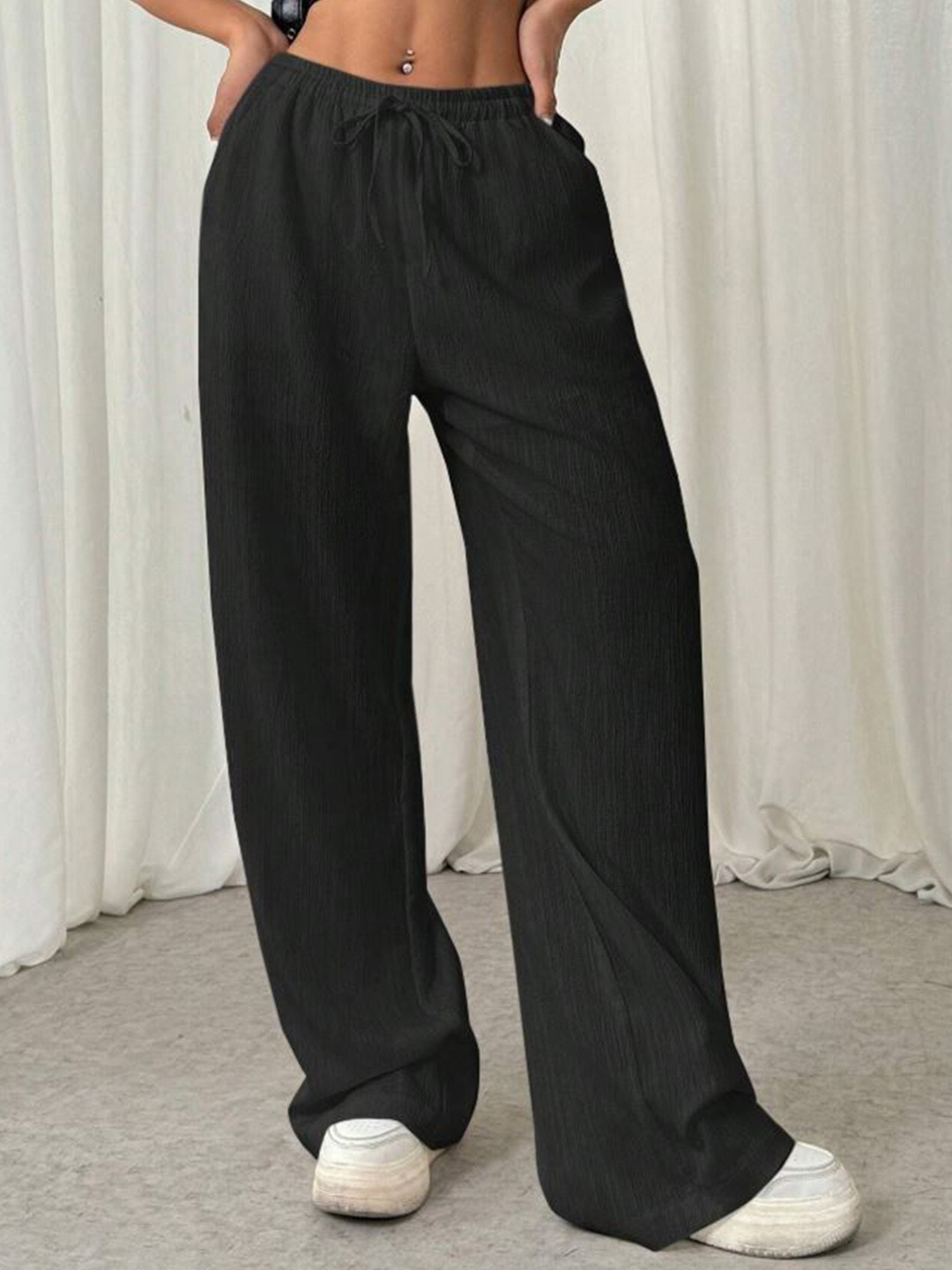 Visit Wear Women Original Relaxed Fit High-Rise Wide Leg Trousers