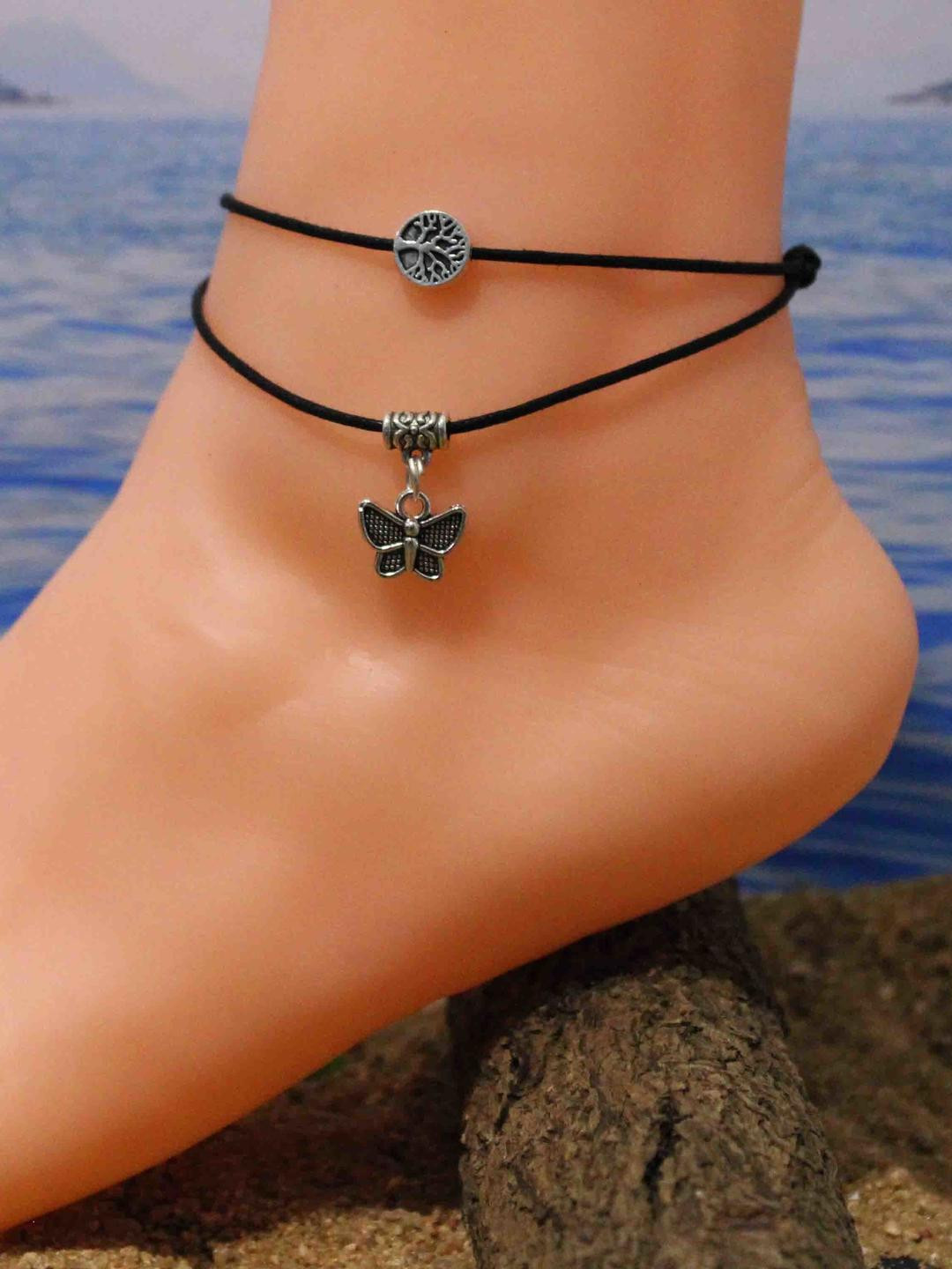 gurjari jewellers  Flat Beads Thread Anklet