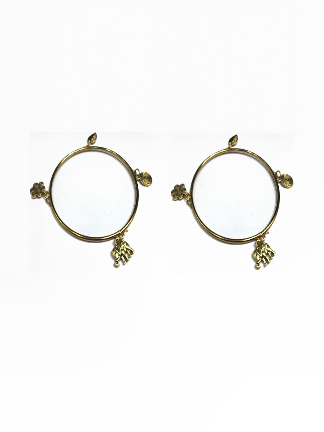 gurjari jewellers Women Oxidised Gold-Plated With Elephant Charms 2 Pcs Bangles