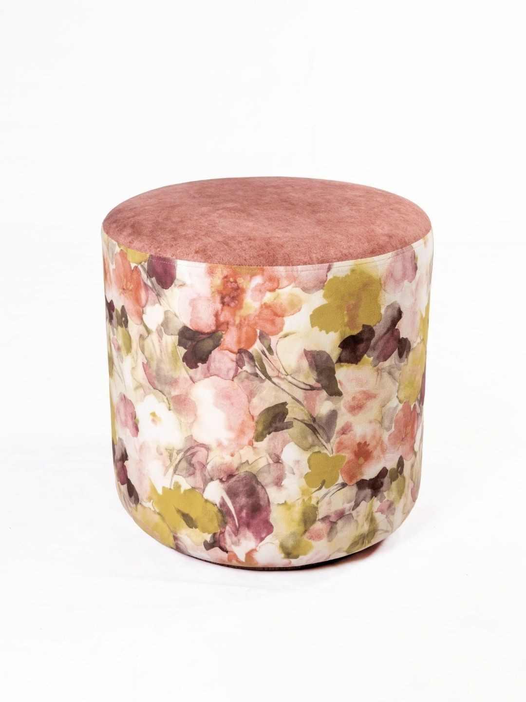 Sujan Carnival Funiture Brown & White Printed Round Ottoman