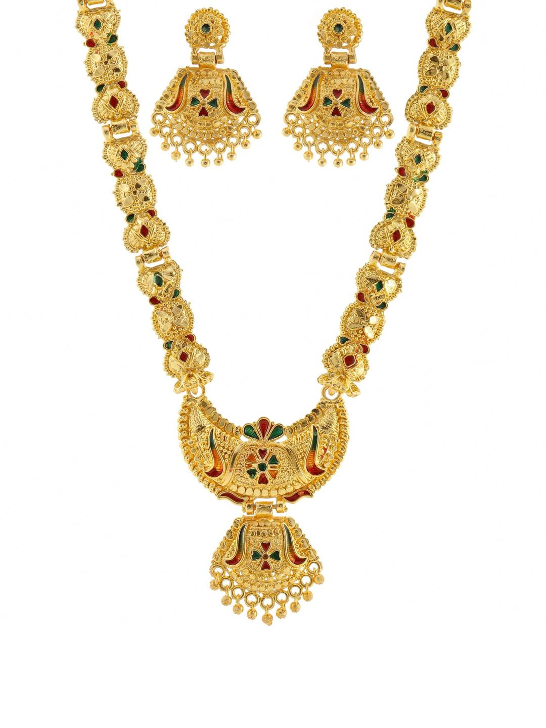 JK Jewels Women Gold-plated Multicolor Necklace & Earring Set
