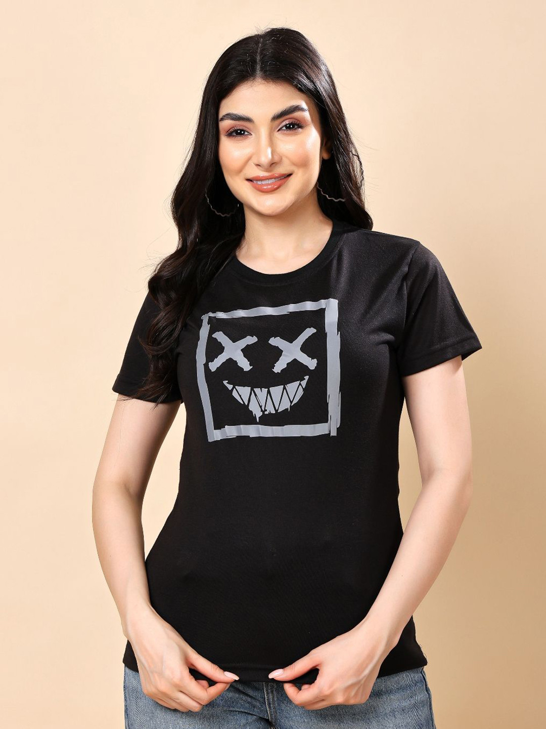 Women Reflective Fluorescent Glow In Dark T-shirt