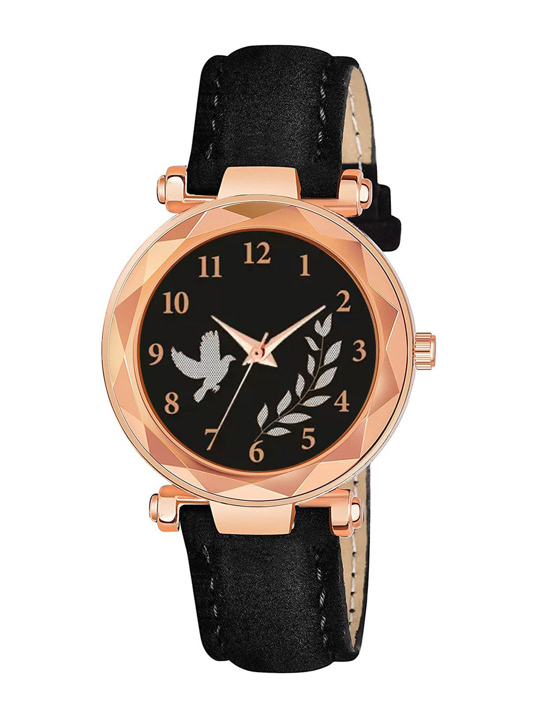 Gopal Shopcart Women Printed Dial & Leather Straps Analogue Watch GR379RG BIRD BLK Vel L