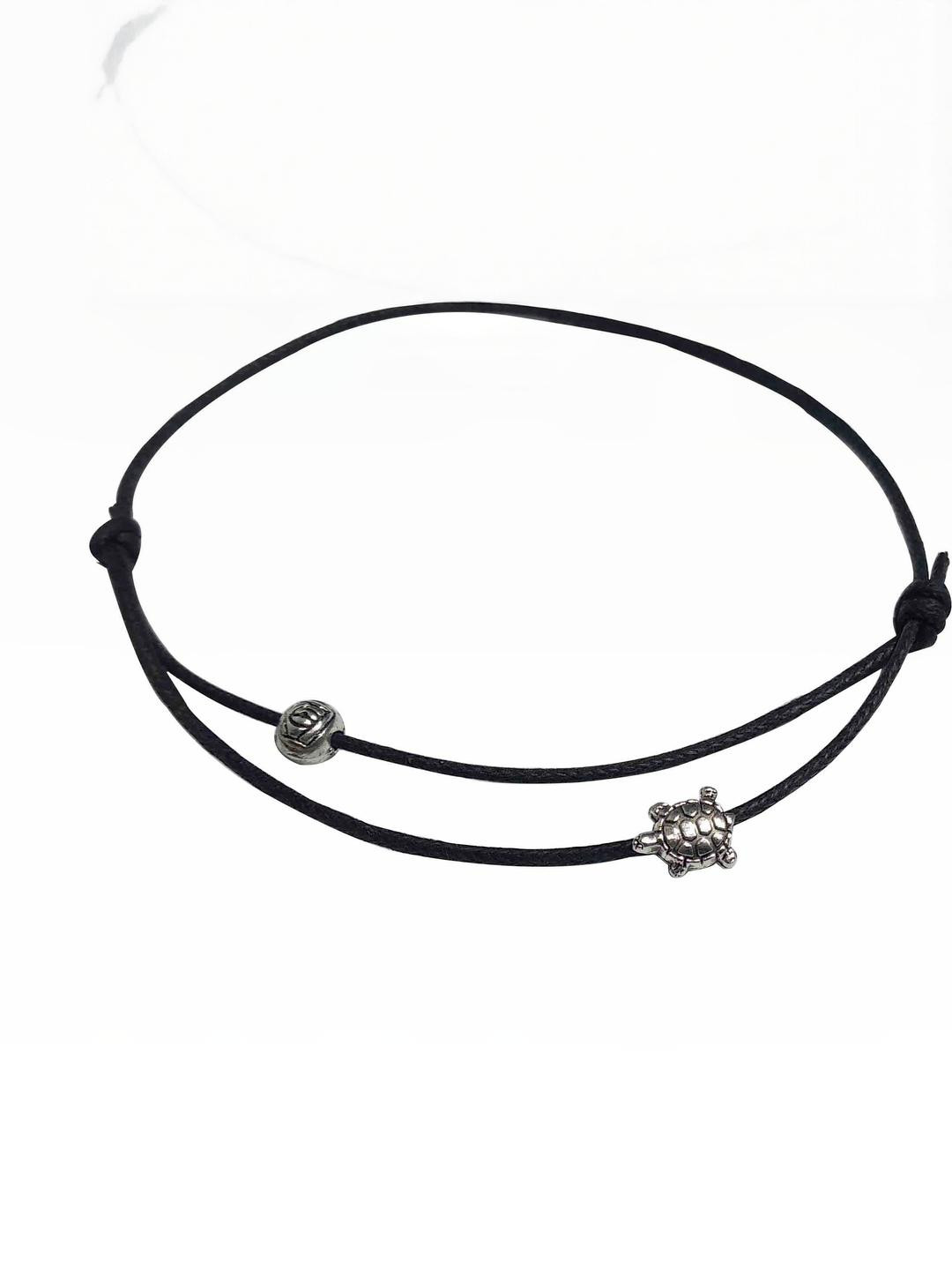 gurjari jewellers Women Alloy Black Thread & Turtle Silver Beaded 1 Piece Anklet