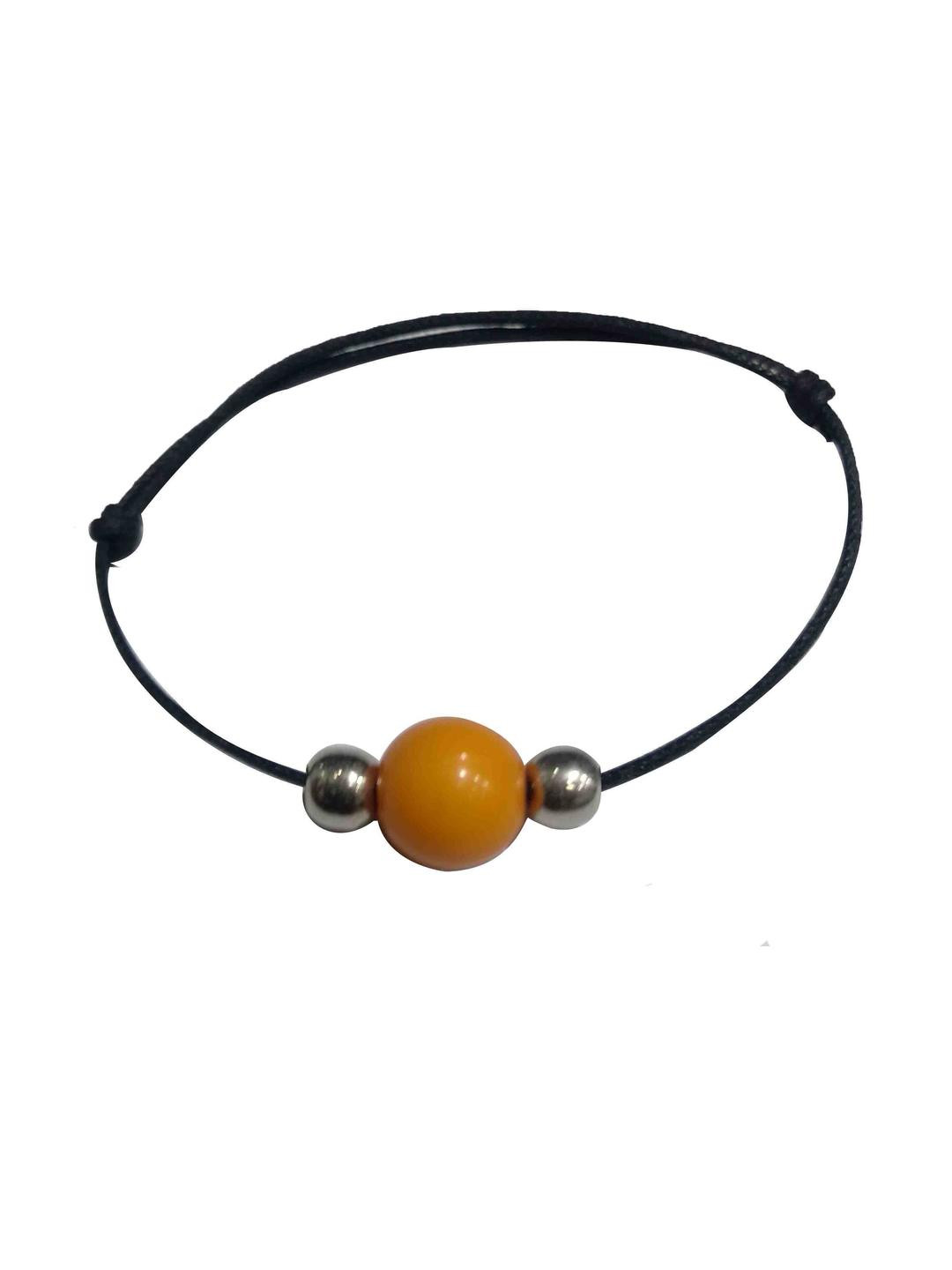 gurjari jewellers Women Alloy Black Thread & Yellow Beads Studded 1 Piece Anklet