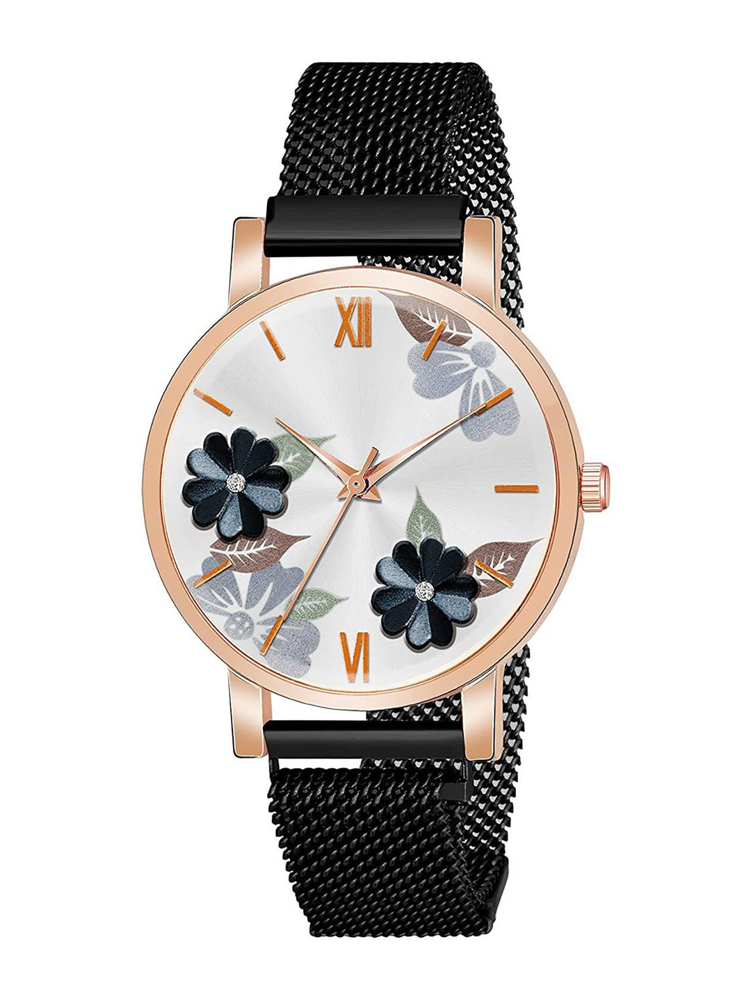 CSAMON Women Round Dial & Bracelet Style Straps Analogue Watch C_36 Black Maganet_F