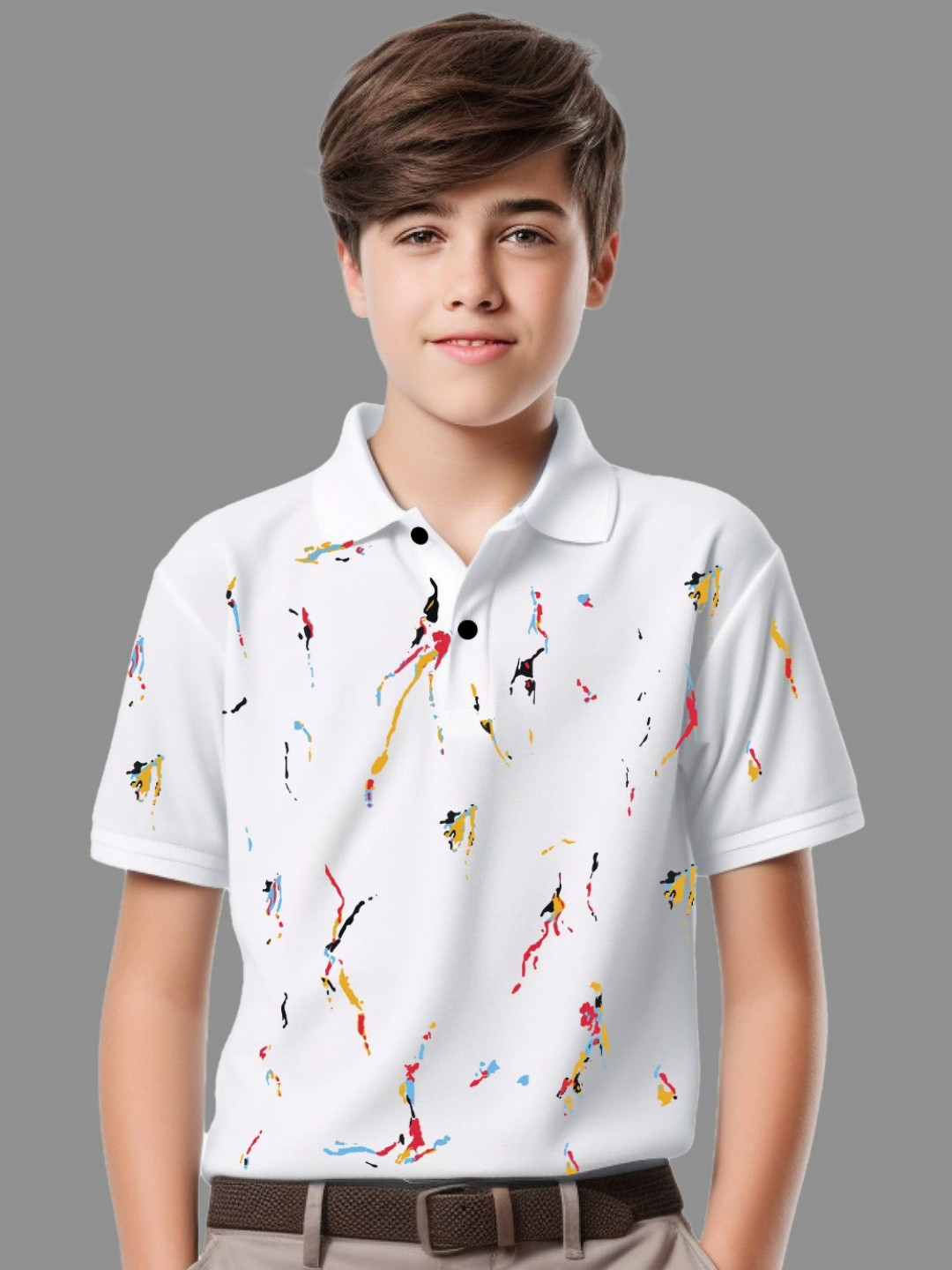 Kiddy Viddy Boys Printed Polo Collar Half Sleeve T-shirt