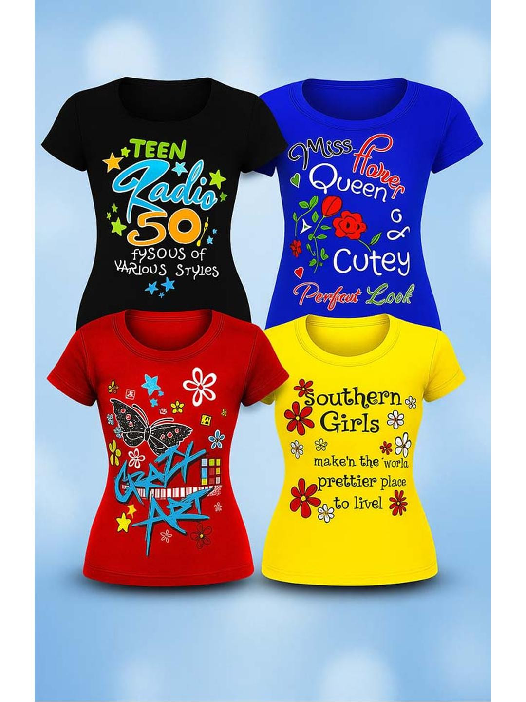 CUTE TREND Girls Typography 4 Printed T-shirt