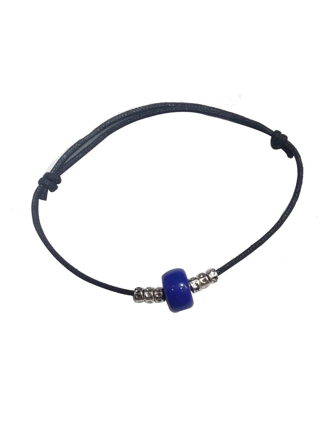 gurjari jewellers Women Alloy Black Thread & Acrylic Blue Bead Studded 1 Piece Anklet