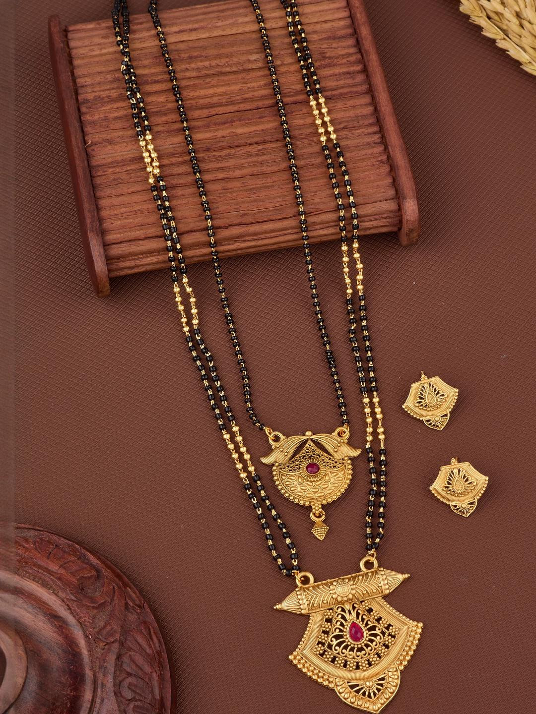 Bhanu diam Women Gold-plated Mangalsutr & Earrings (Pack of 2)