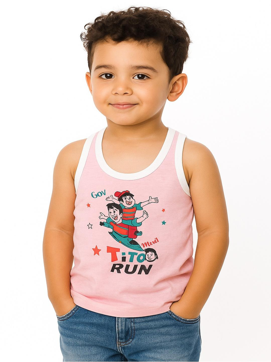 CORTICA Set of 4 Kids Multicolour Cotton Innerwear Vests