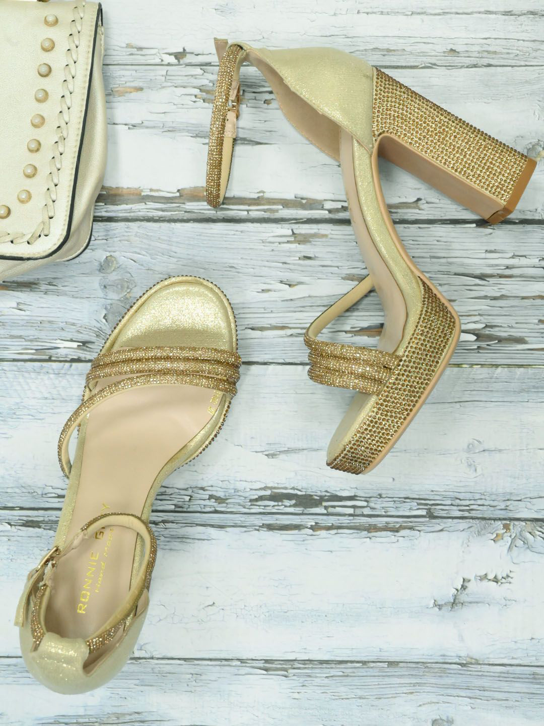 Ronnie Grey Women Embellished Block Heel Sandals