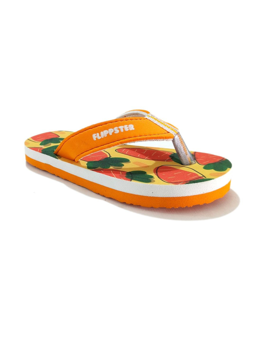FLIPPSTER Orange Printed Flip Flops