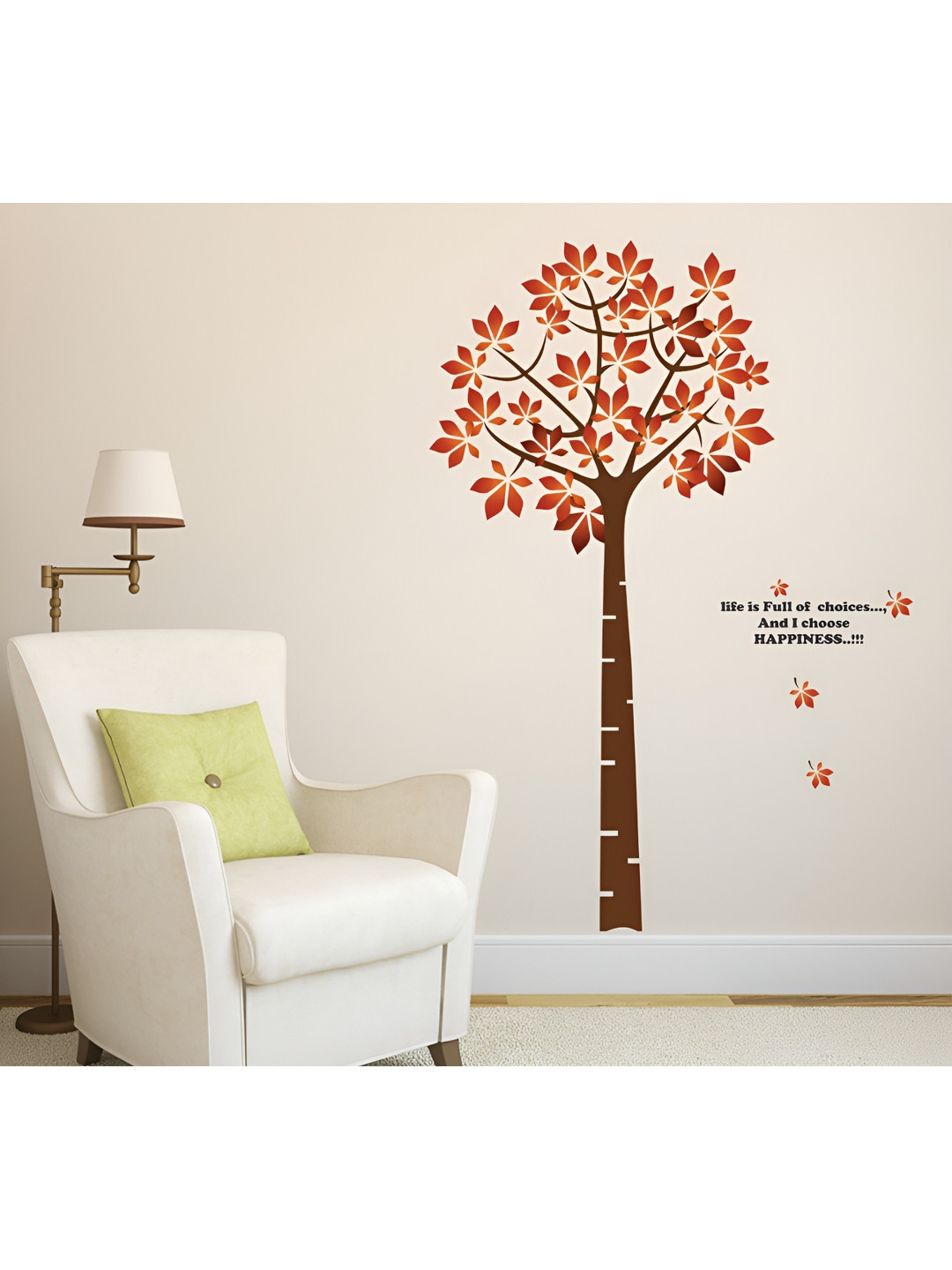 LANSTICK Brown & Red Printed Matte-Finished Splash-Proof Eco-Friendly Wallpaper