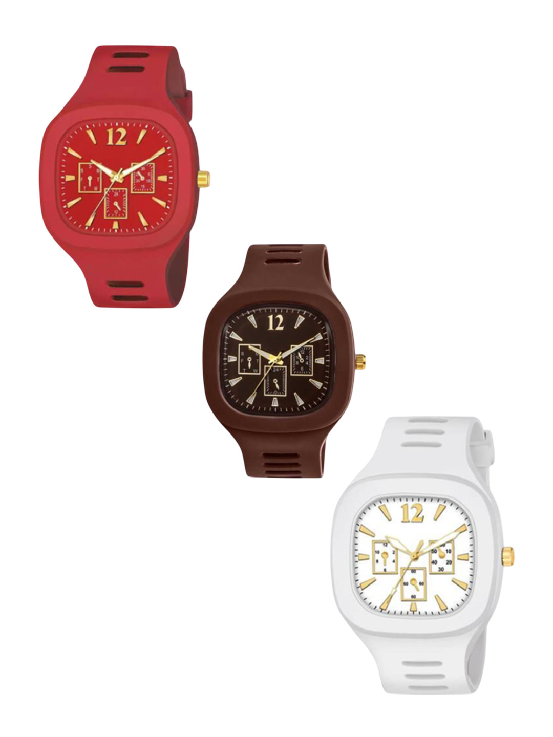 Hala Men Pack of 3 Solid Square Tang Regular Analogue Watches