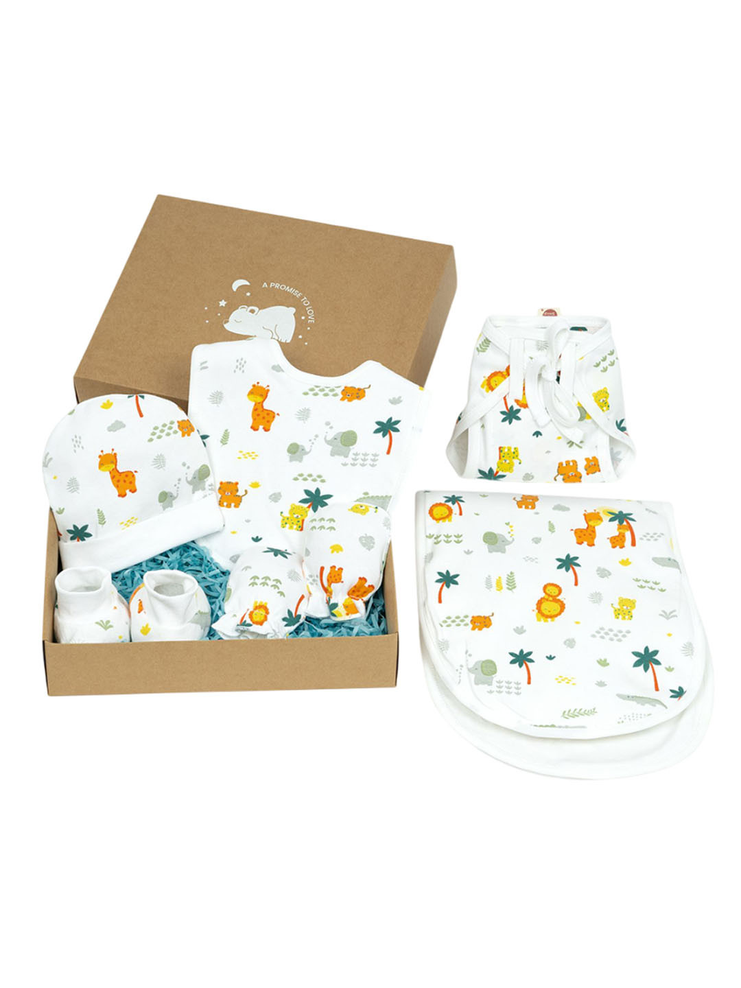 TIDY SLEEP Infants  Infants 6-Pcs Printed Pure Cotton Baby Apparel Gift Set
