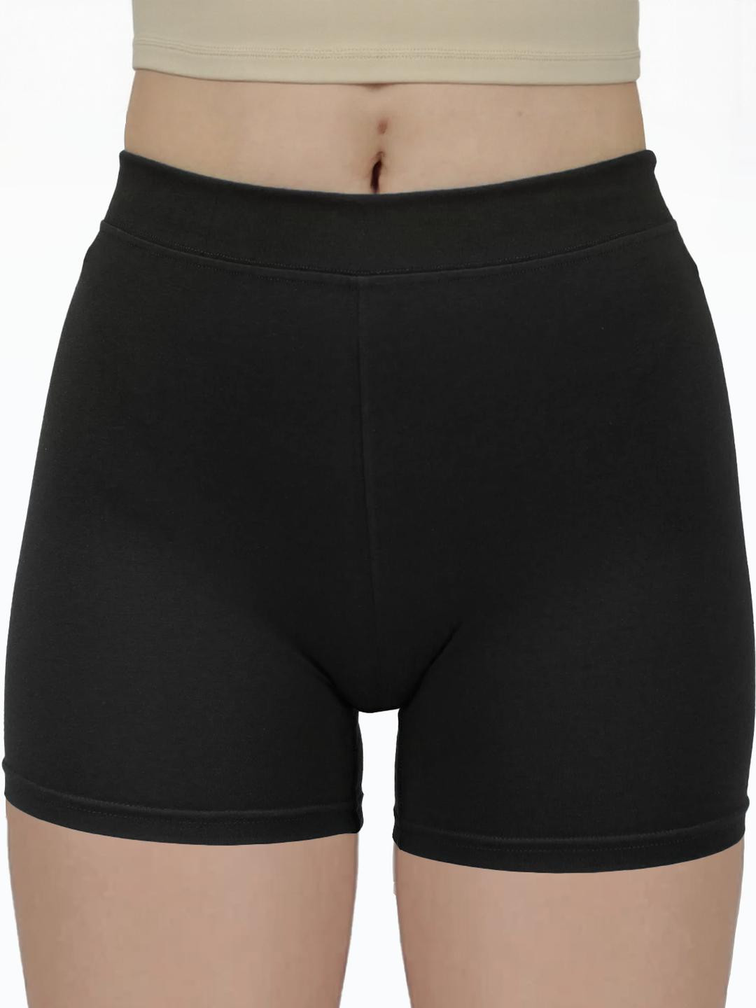 Amul Comfy Women Pack Of 3 Solid Multicolor Cotton Outer Elastic Comfy Skirt Shorts