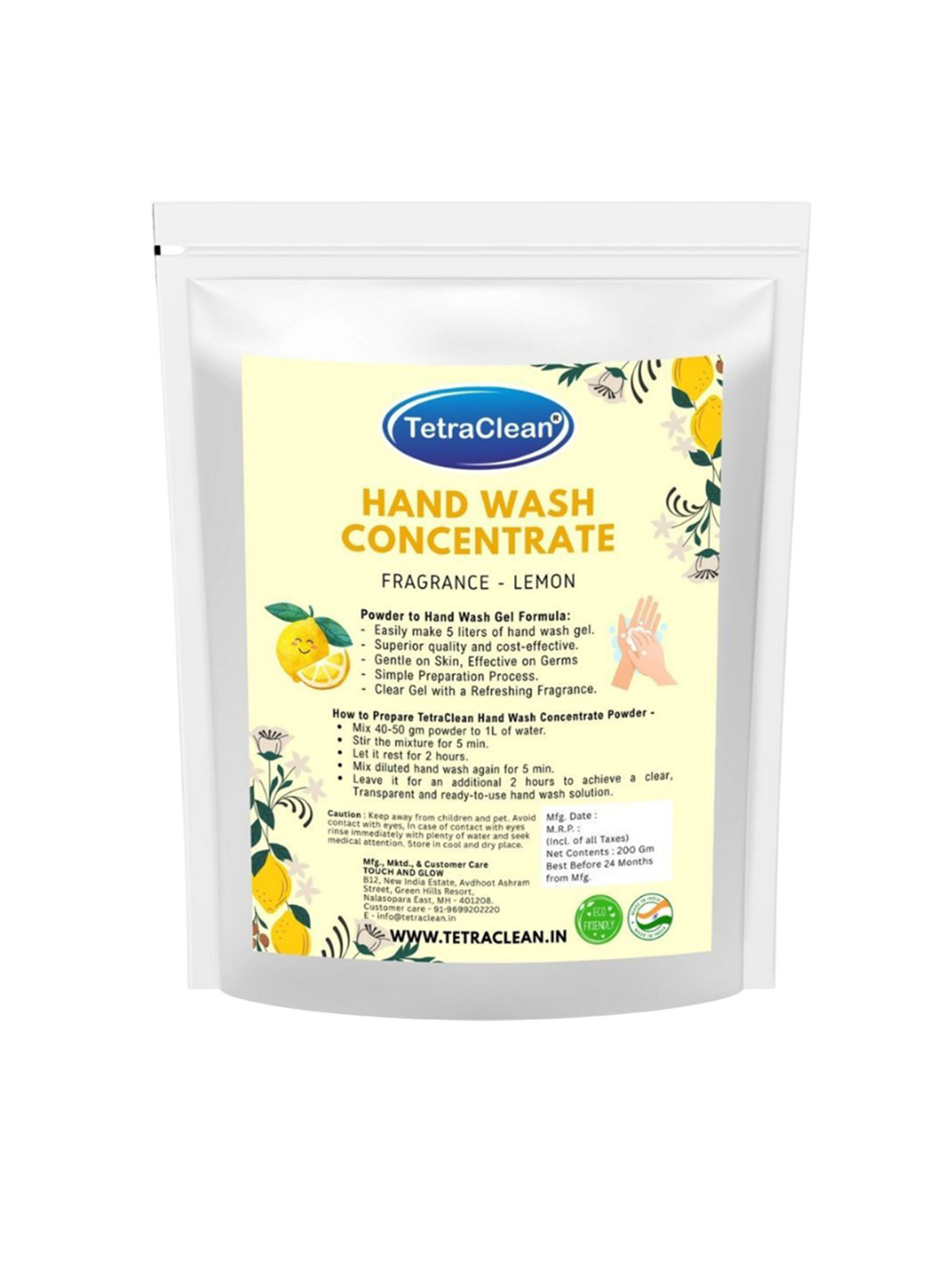 TetraClean Lemon Hand Wash Powder - 200 g