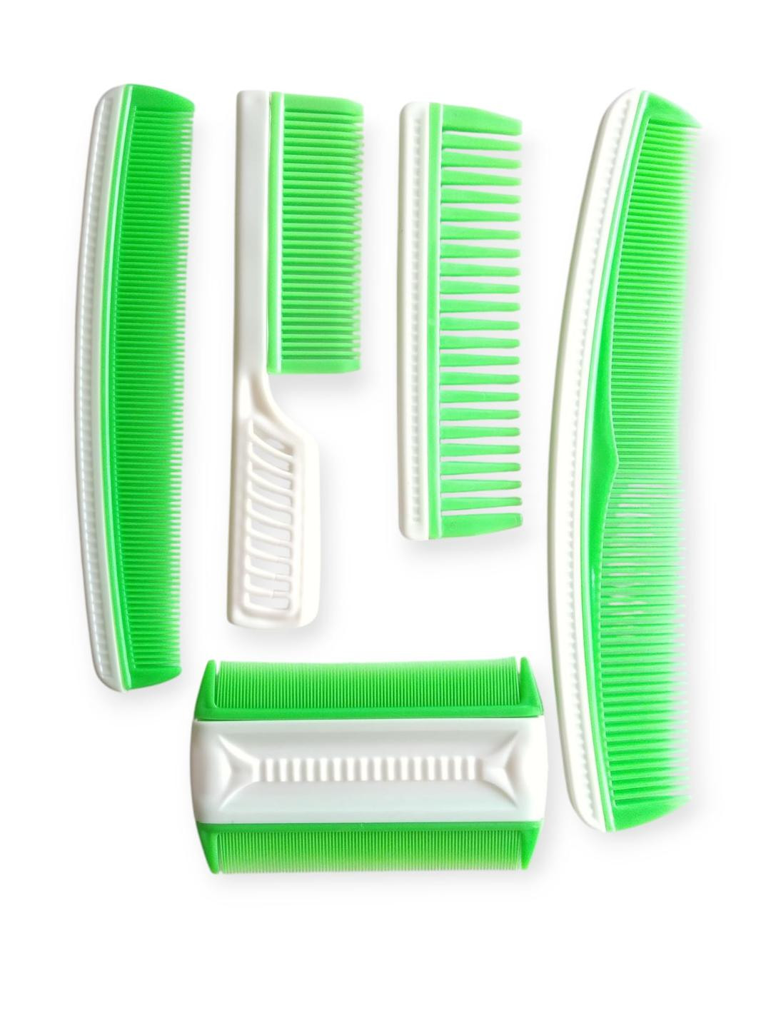ARPANA BRIGHT Set of 5 Green and White Styling and Detangling Combs
