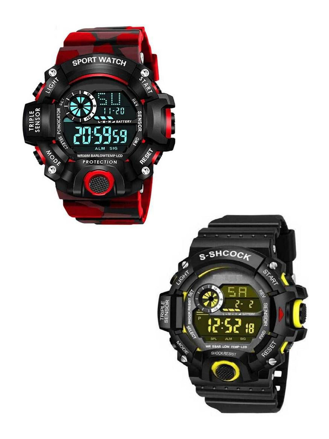 Hala Men Pack of 2 Solid Round Tang Regular Digital Watches