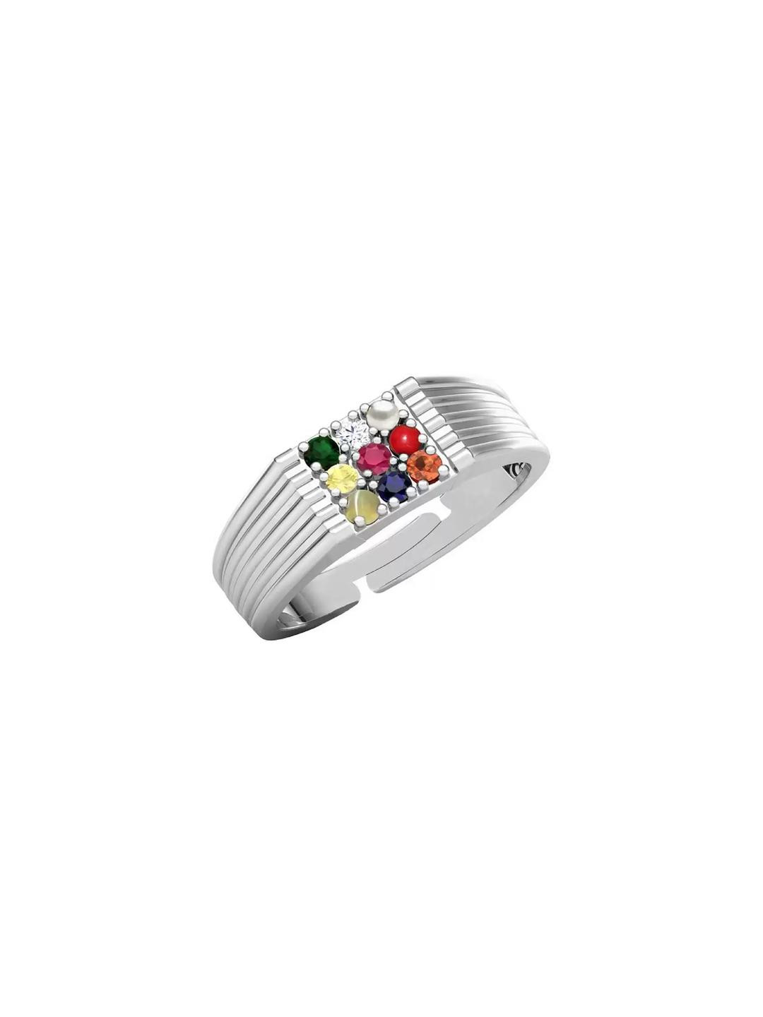Navkar Crafts Alloy Silver Navratna Ring
