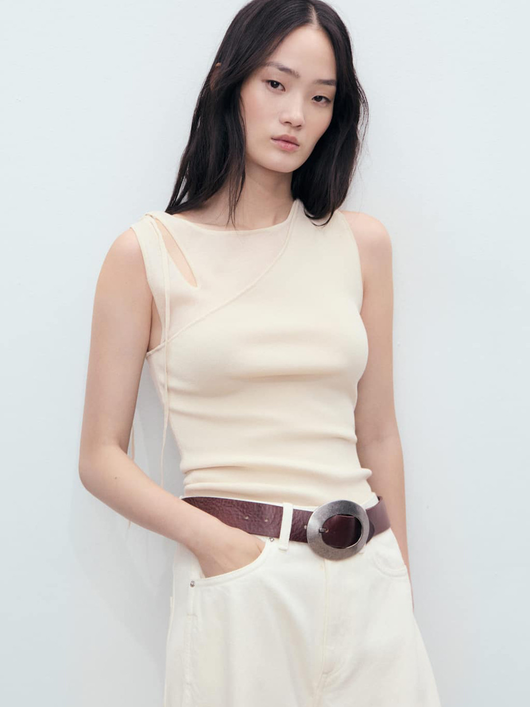 MANGO Knitted Cut-Out Detail Top