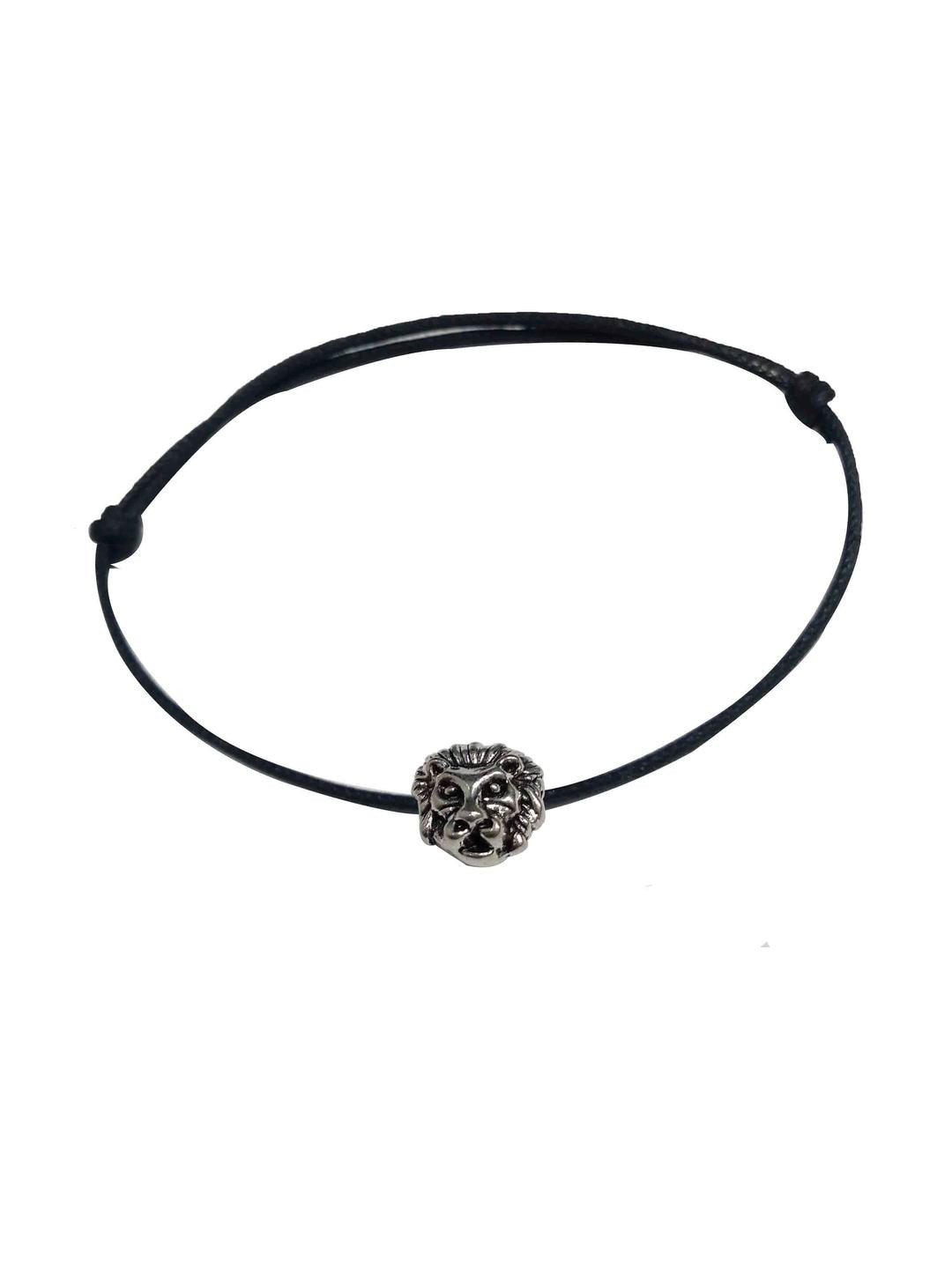 Gurjari Jewellers Adjustable Black Thread Anklet with Lion Bead