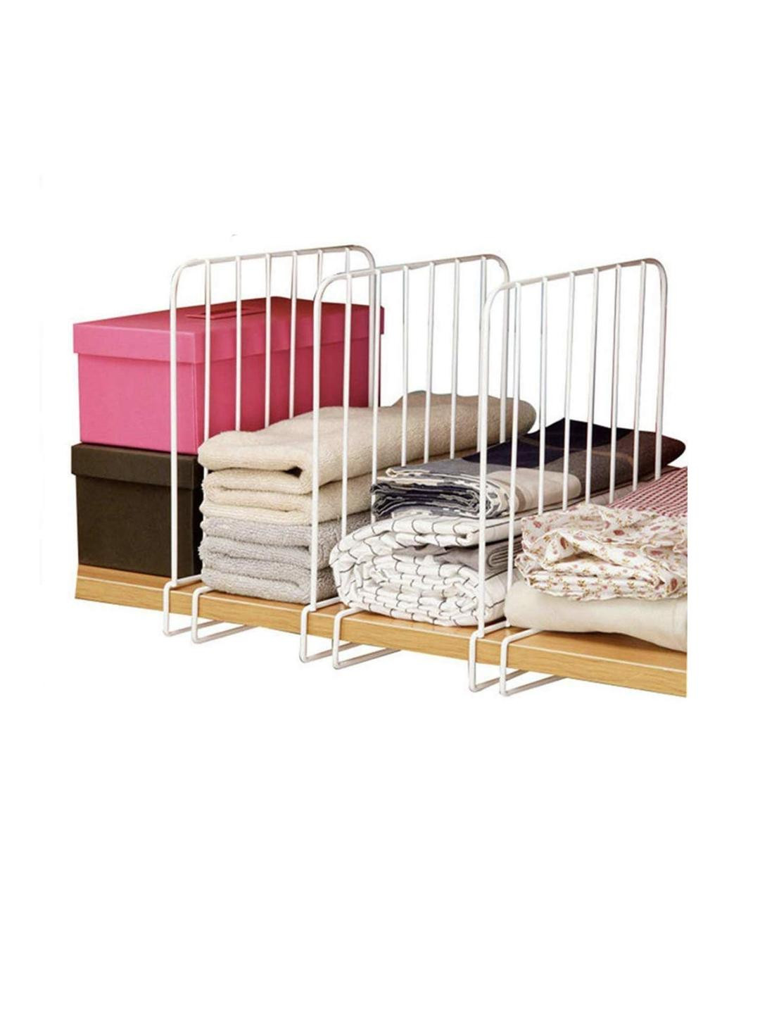 Go Hooked Set of 2 Wardrobe Shelf Divider Partitions/Shelf Separators Cloth Organizer