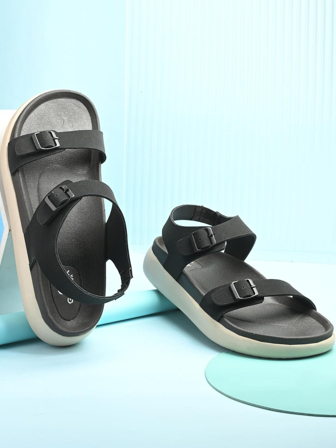 GWALK Men Black Buckle Sandals