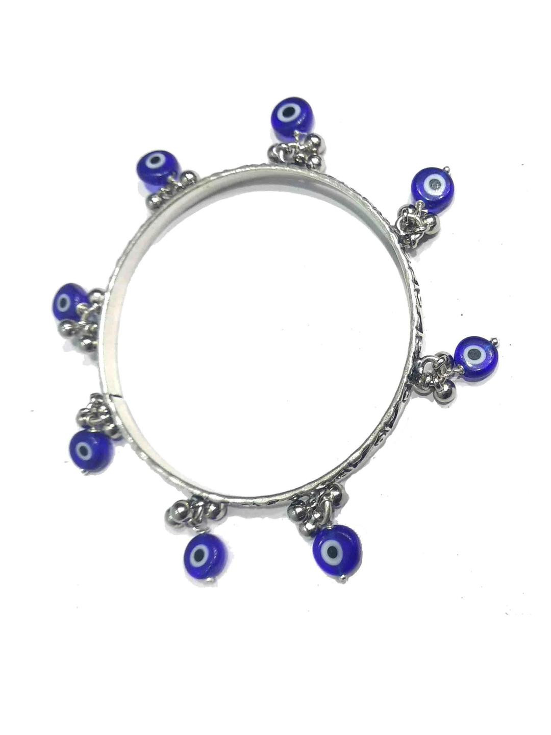 gurjari jewellers Women Silver Bangle With Evil Eye Charms