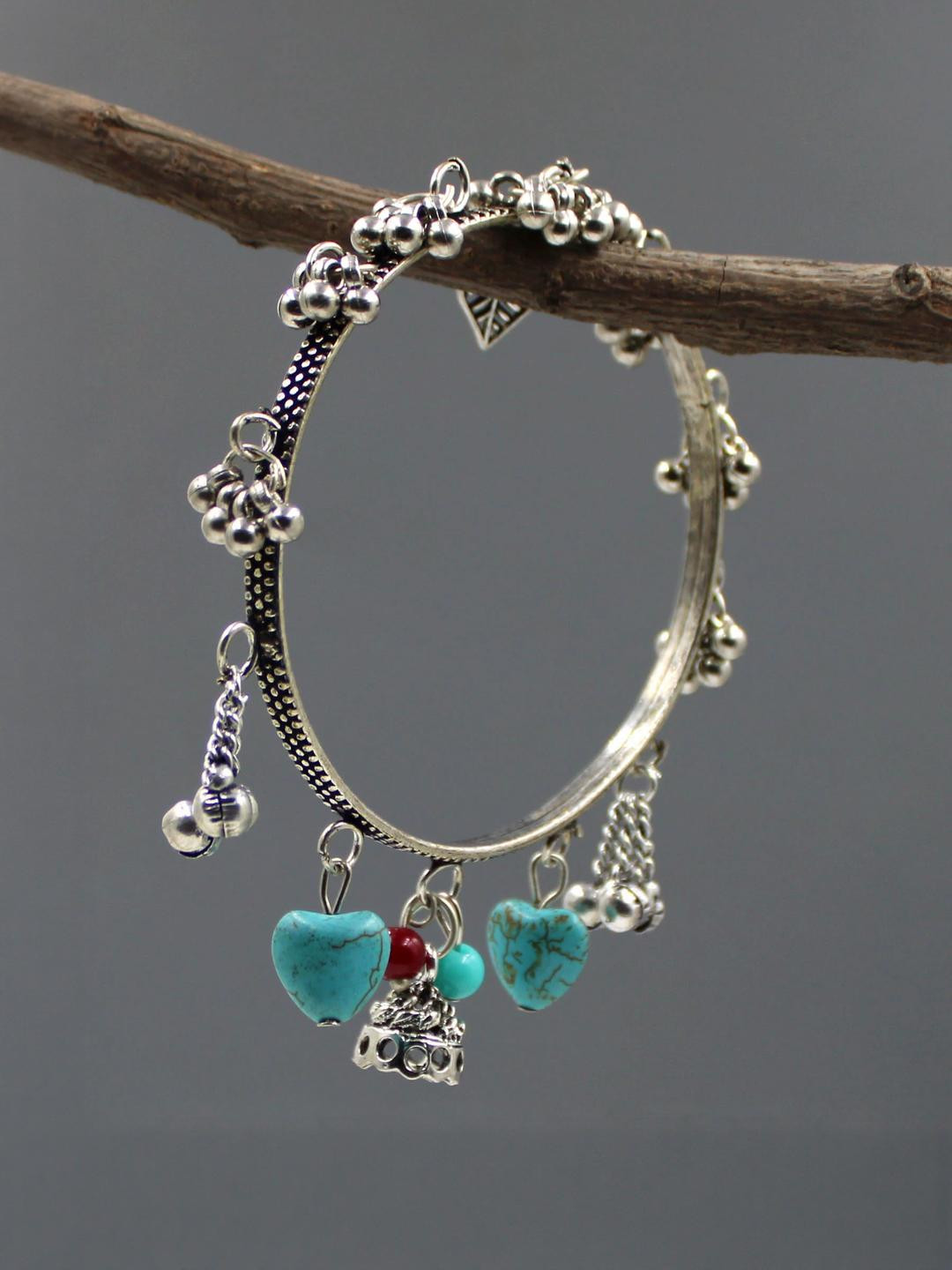 gurjari jewellers Oxidised Bangle with Gungru, Colurfull Beads Charm Bangle